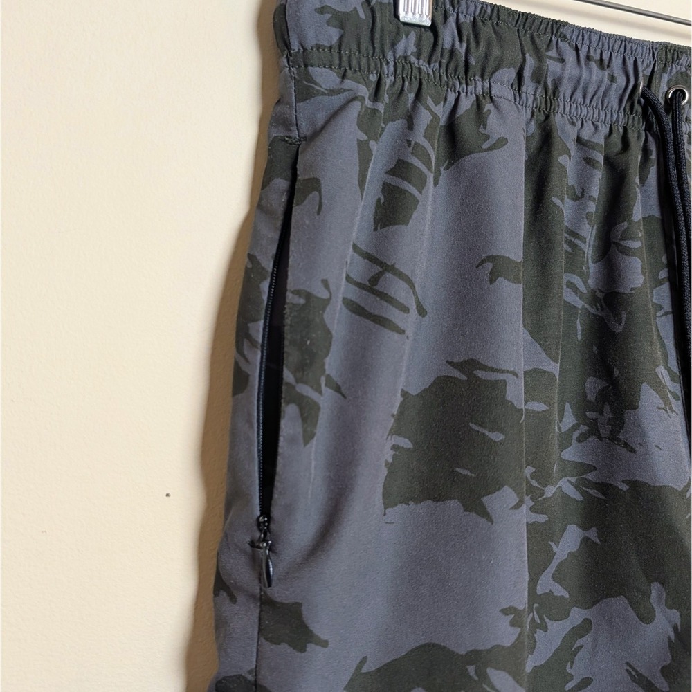 NFQ Shorts Mens Large Camo 5" Inseam Lined Grey Athletic Gym Running Training - Picture 5 of 12